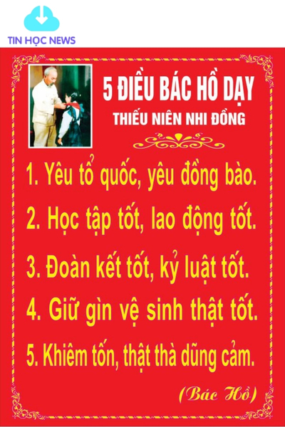 Tải Về Ngay 5 Điều Bác Hồ Dạy Vector Hoàn Toàn Miễn Phí Bảng 5 điều bác dạy cho thiếu niên nhi đồng