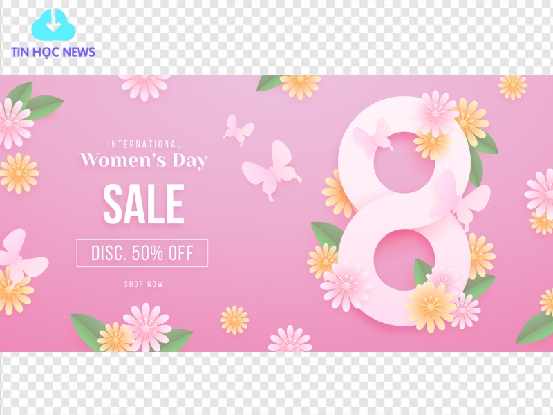 Banner giảm giá chúc ngày quốc tế phụ nữ