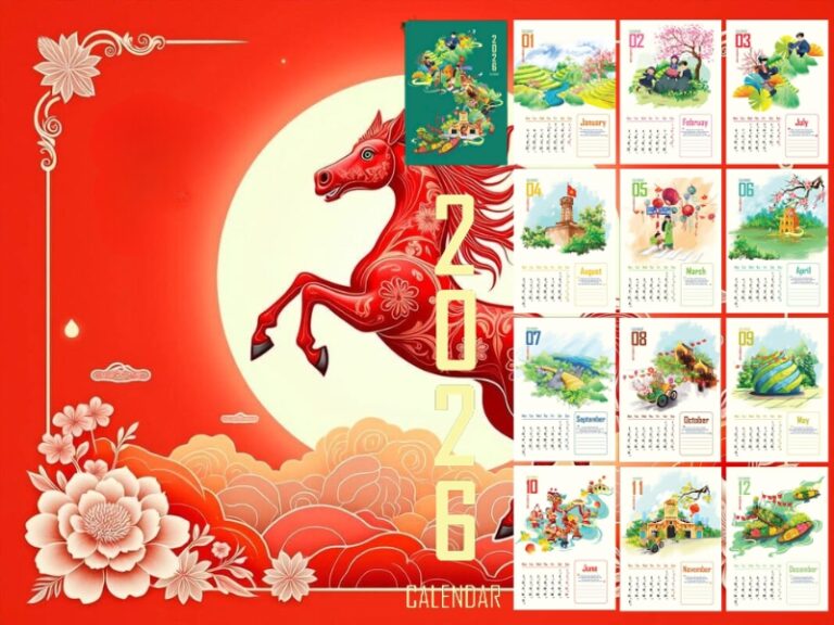 Đại diện lịch âm 2026 vector