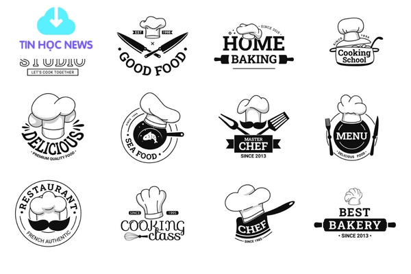 Logo mũ đầu bếp vector