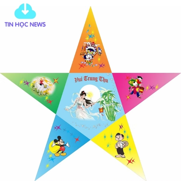 Vector đèn ngôi sao trung thu