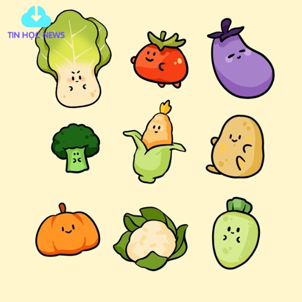 Vector rau củ hoạt hình