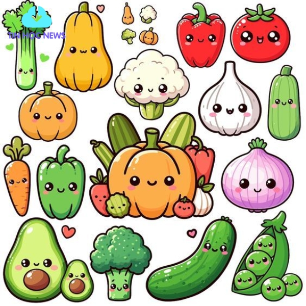 Vector rau củ quả dễ thương