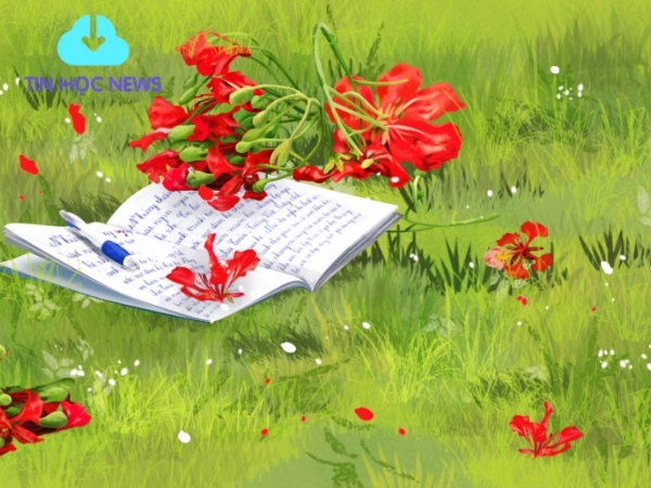Background hoa phượng đỏ vector Rực Rỡ