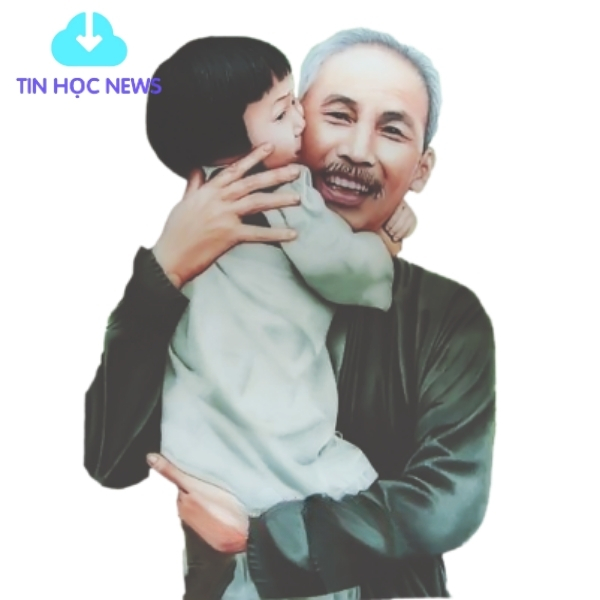 Hình ảnh bác Hồ ôm thiếu nhi