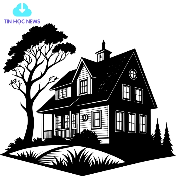 Hình ảnh nhà vector trắng đen