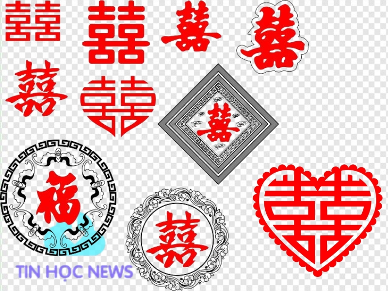 Chữ hỷ màu đỏ vector