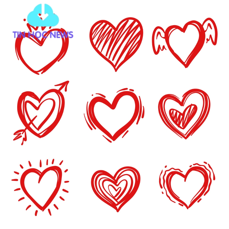 Tải 100+ Hình Trái Tim Vector Đẹp (AI, PNG, SVG) Miễn Phí Họa tiết vẽ trái tim đẹp vector