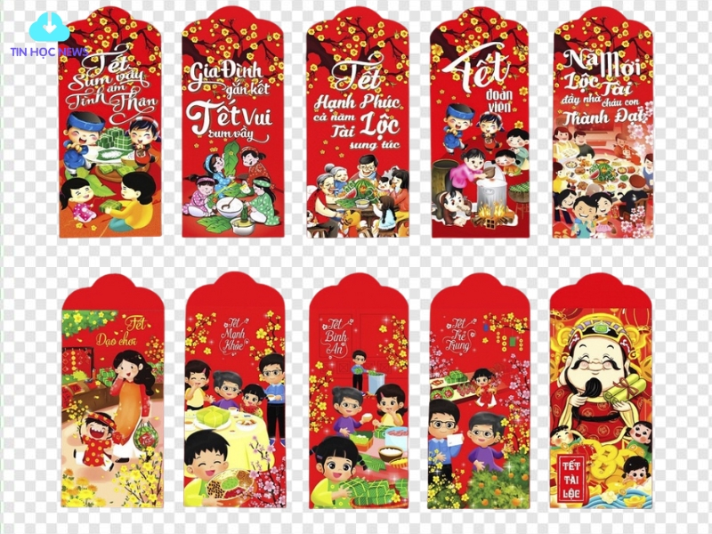 Bao bỏ tiền lì xì màu đỏ