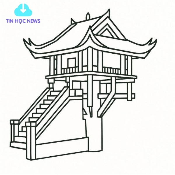 Tải Chùa Một Cột Vector, PNG Tách Nền AI, EPS, CDR Miễn Phí Chùa một cột đơn điệu