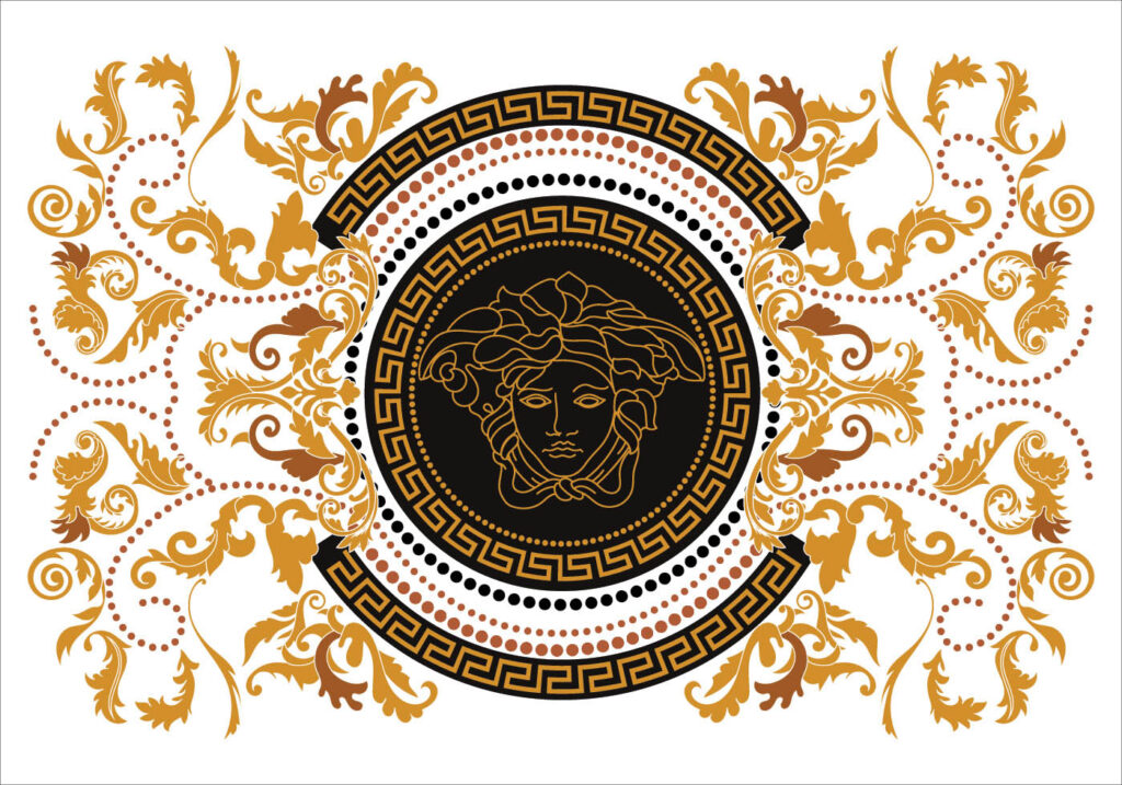 modern border vector illustration versace style with gold vintage greek key