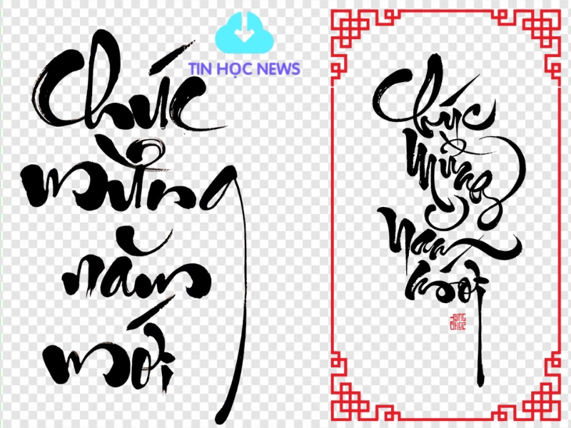 Chữ chúc mừng năm mới vector của thầy đồ
