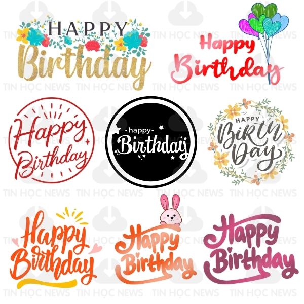 Font chu happy birthday vector cho thiet ke banner