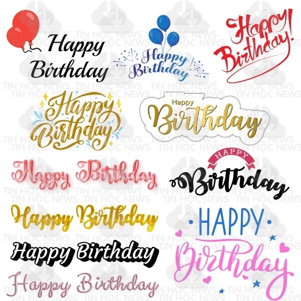 Font chu happy birthday vector dep