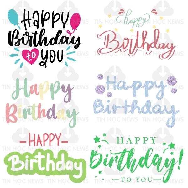 Font chu happy birthday vector doc dao an tuong