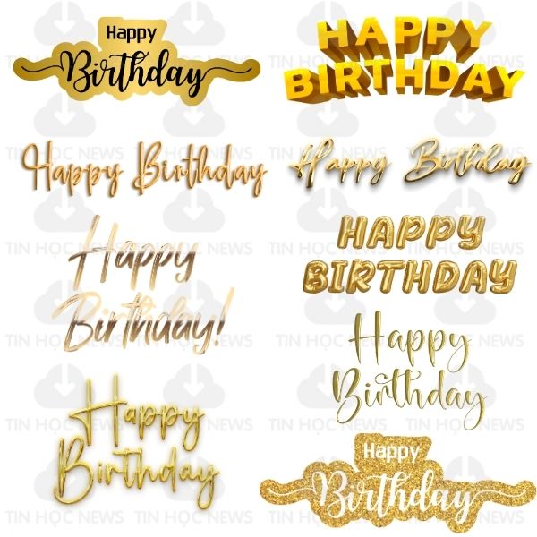 Font chu happy birthday vector sang trong