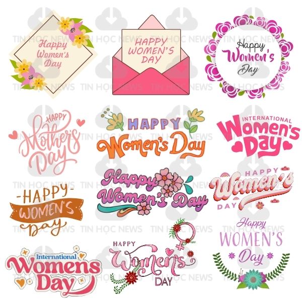 Mau chu Happy Womens Day 2010 vector cho banner