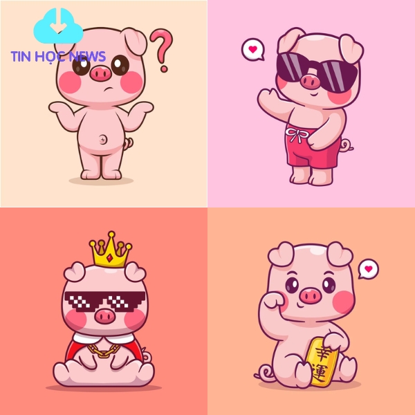 Con heo hoạt hình vector