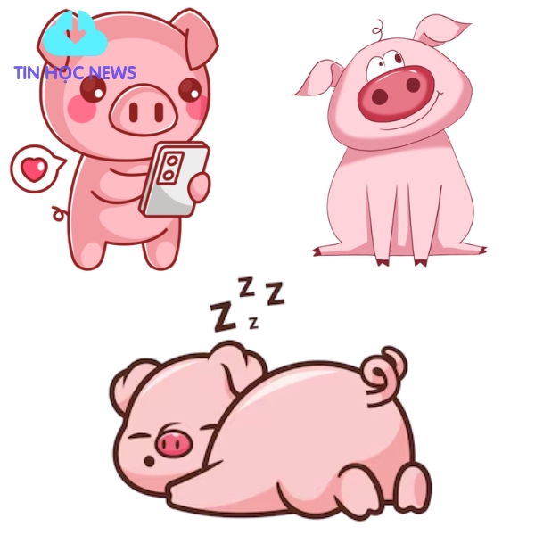 Con lợn vector hoạt hình đáng iu