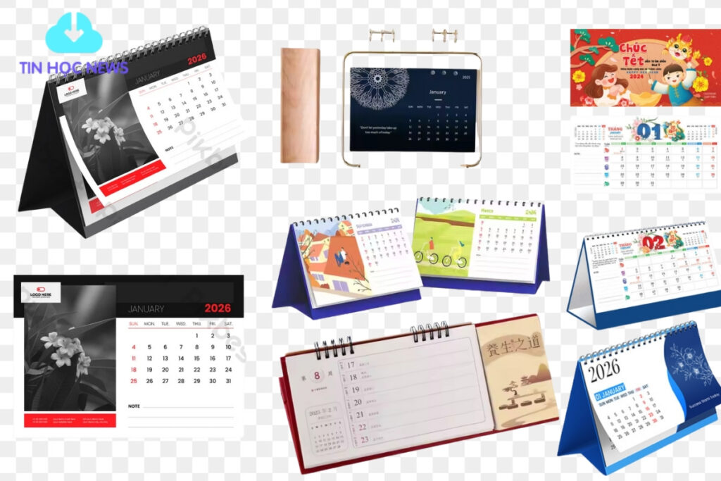 Lịch âm dương vector để trên bàn