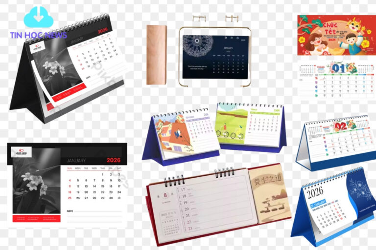 Lịch âm dương vector để trên bàn