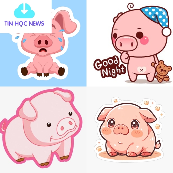 Sticker icon con heo dễ thương