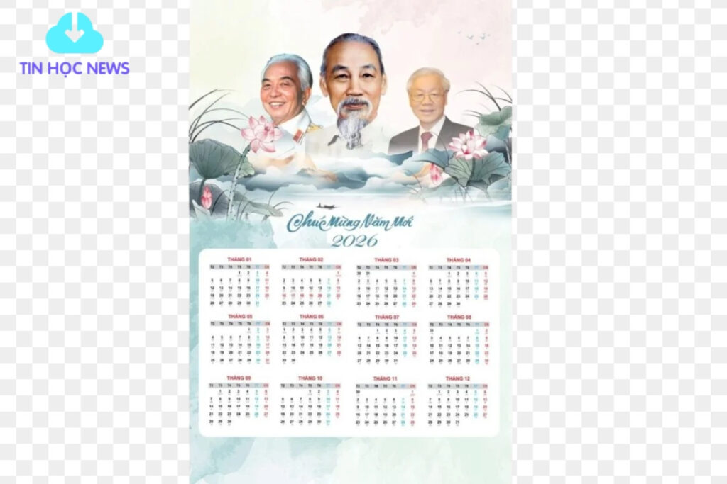 Vector lịch có mặt các vị lãnh tụ của nước XHCNVN