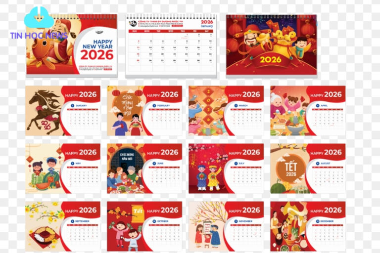 Vector lịch để bàn năm 2026