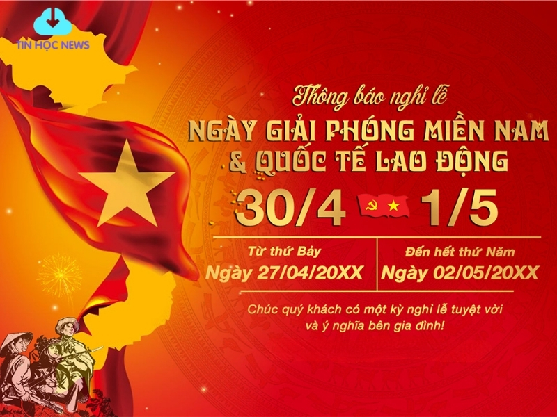 Backgroud thông báo nghỉ lễ 30/4 - 1/5