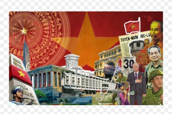 Background 30_4 có hình bác Hồ và các anh hùng khác