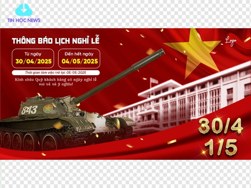 Thông báo lịch nghỉ lễ 30/4 - 1/5 file PNG