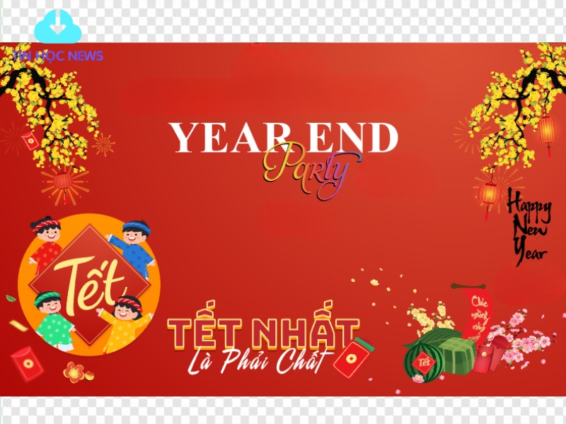 Backdrop tất niên phong cách đơn giản