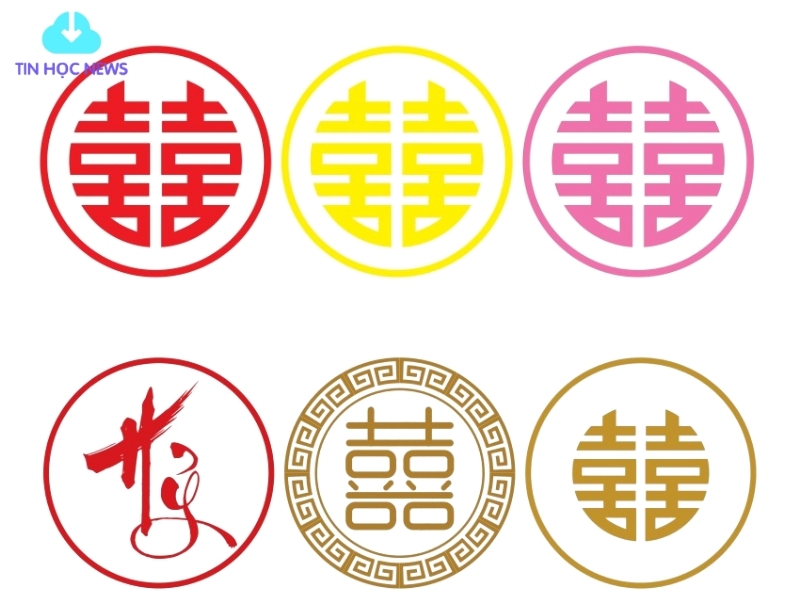 Chữ hỷ tròn vector