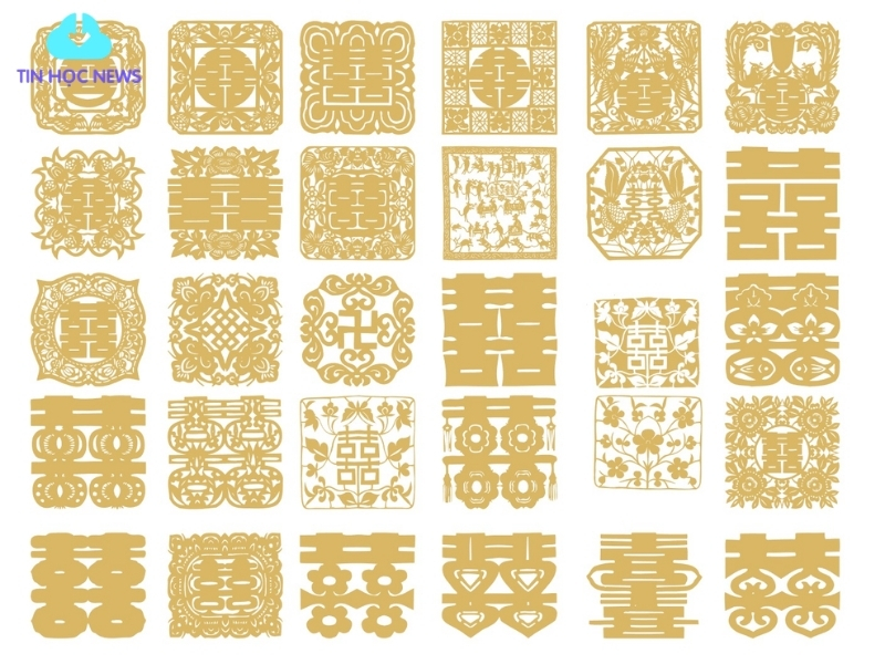 Chữ hỷ vuông vector