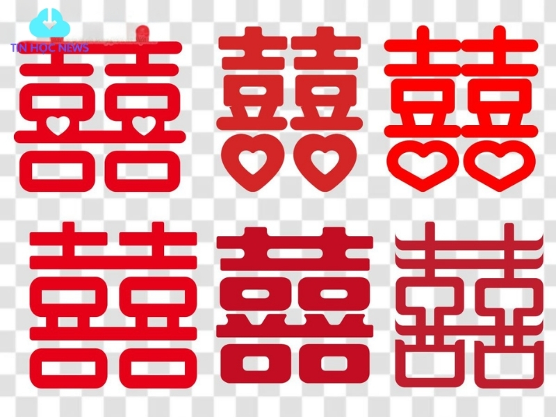 Vector chữ Hỷ vuông PNG