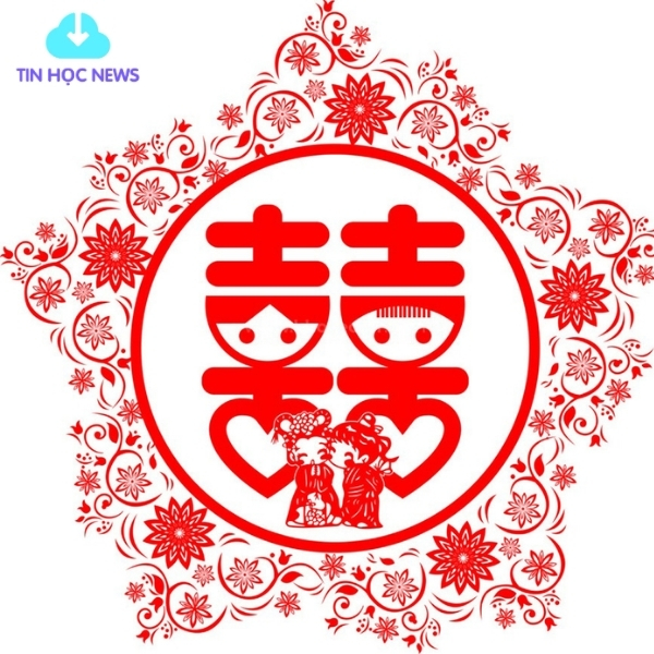 chữ Hỷ vector trong đám cưới