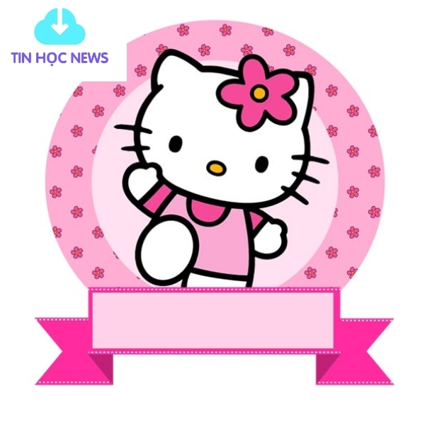 Hello Kitty Logo Có Đường Banner Điền Chữ