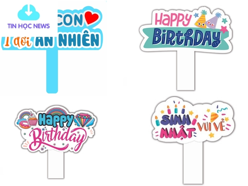 Hashtag Cầm Tay Happy Birthday Vector